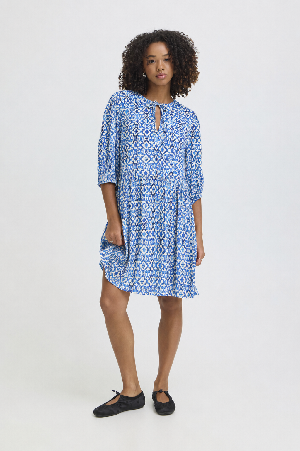 Vestido estampado azul ikat — Marrakech