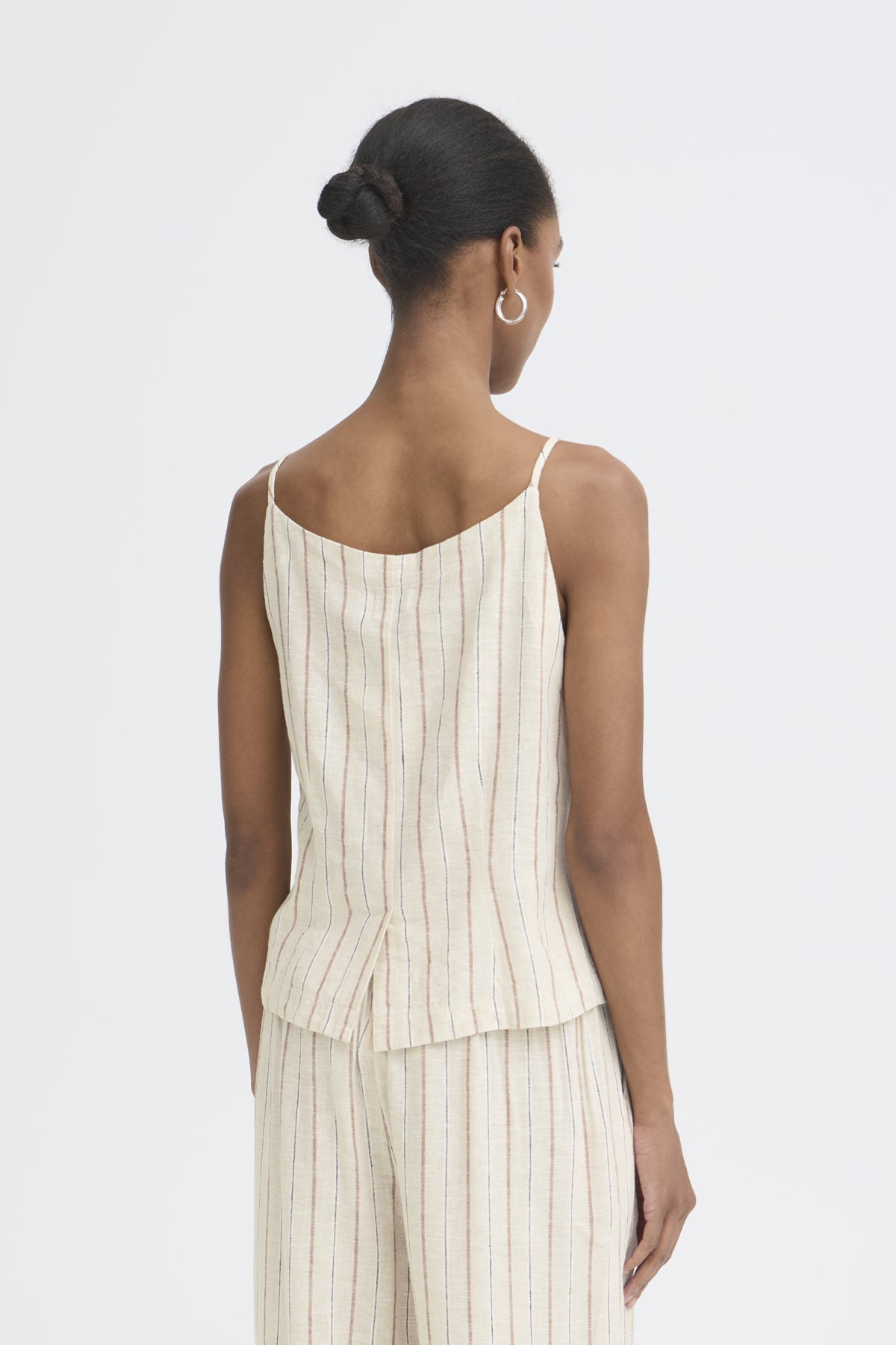 Chaleco de rayas ICHI para mujer con escote en pico