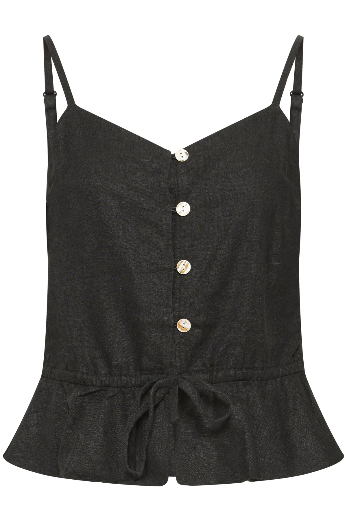 Top de lino ICHI negro combinado con pantalón