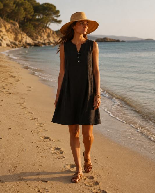 Black linen dress — IHLINNO