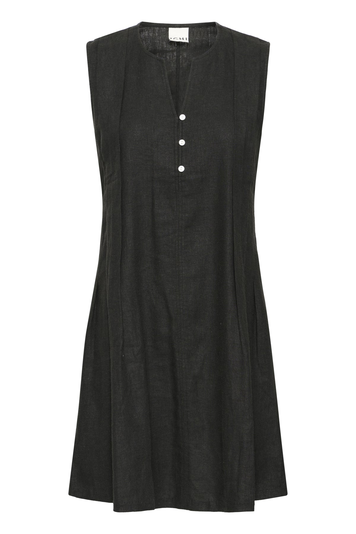 Vista de vestido negro ICHI IHLINNO DR6 de lino