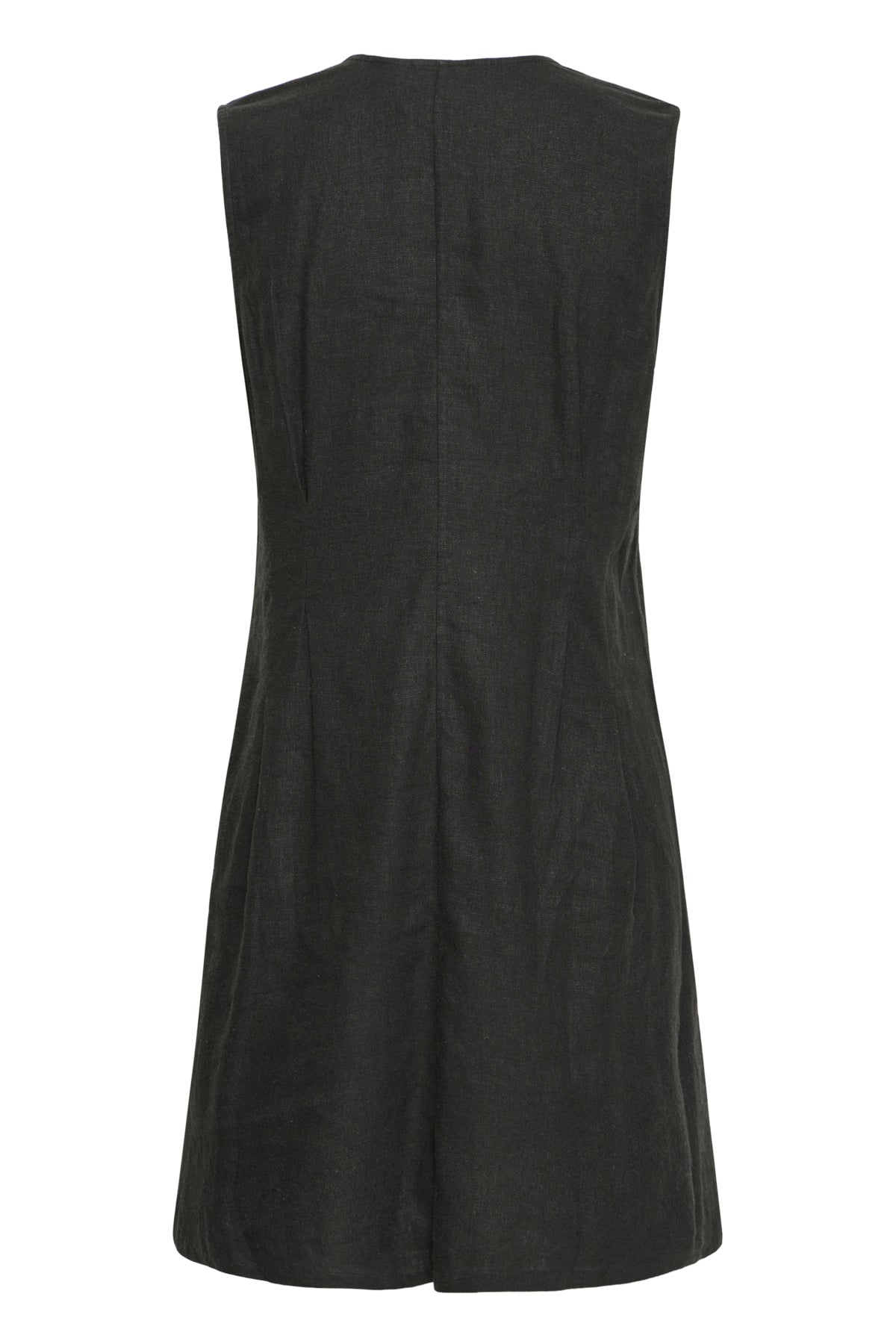 Detalle de vestido negro de lino ICHI para mujer