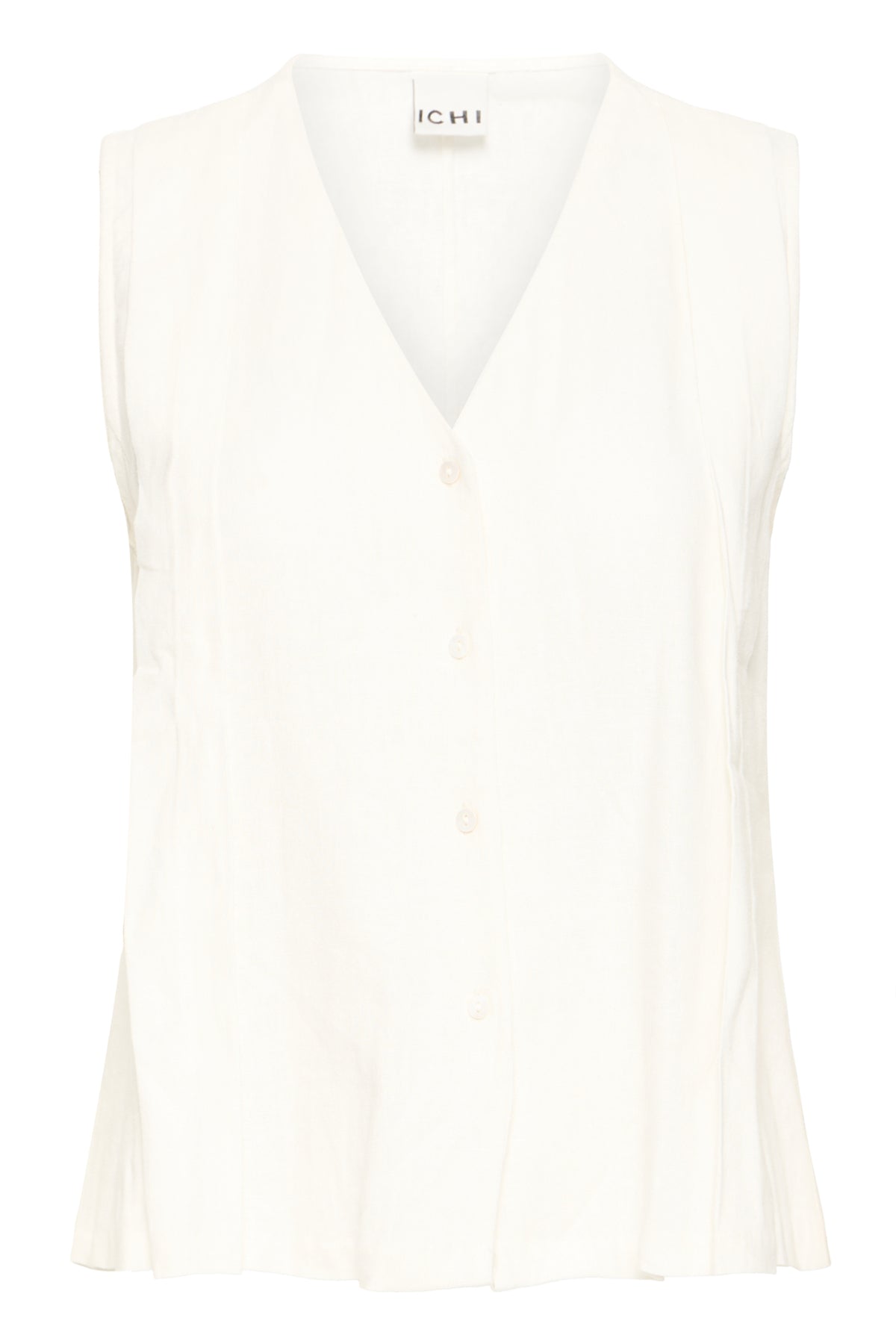 Top de lino ICHI combinado con falda blanca
