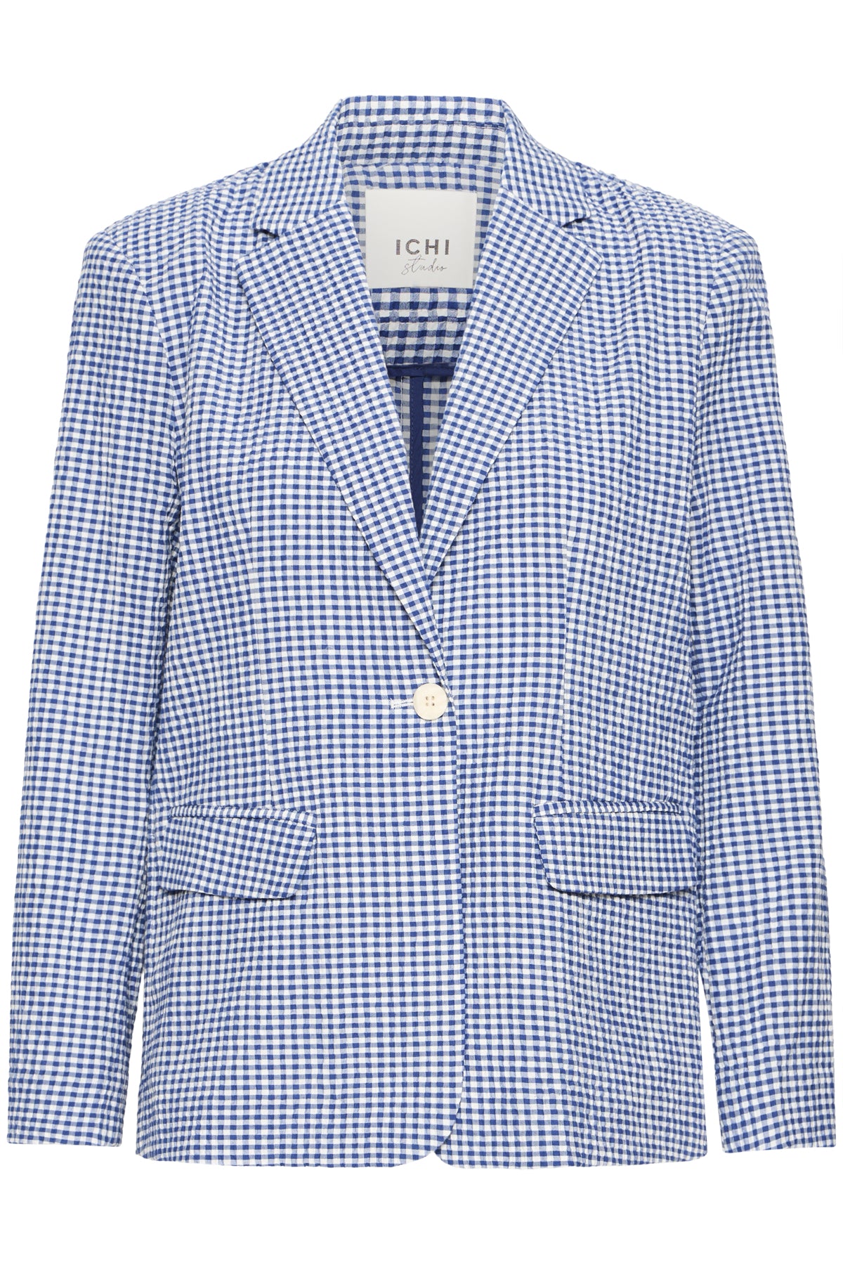 Blazer de cuadros — IHJILMA BL en Azul sodalita / blanco de cuadros de ICHI