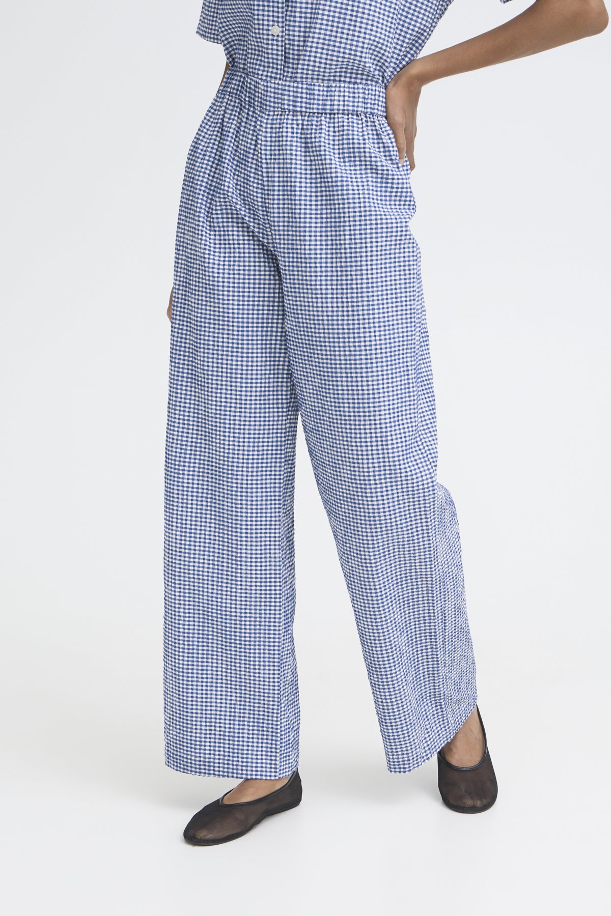 Pantalón de cuadros recto ICHI IHJILMA PA para mujer