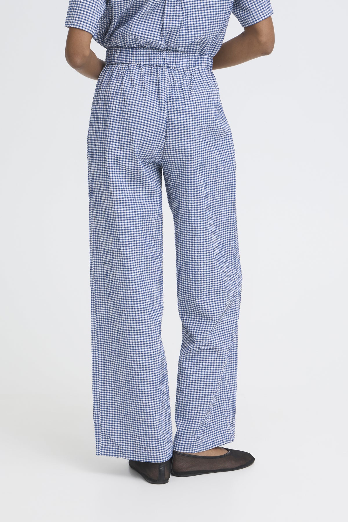 Pantalón recto ICHI para mujer con estampado de cuadros