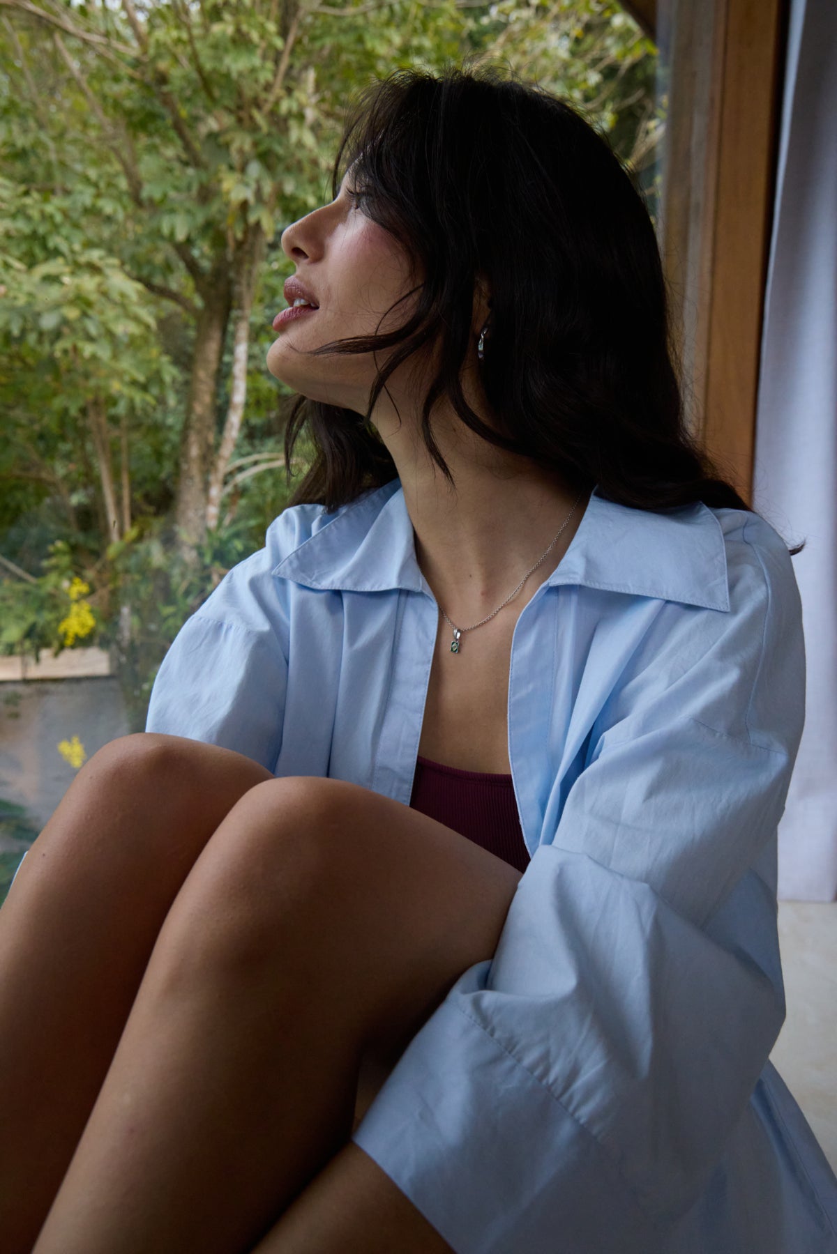 Camisa azul fluida ICHI IHLUANNE SH para mujer
