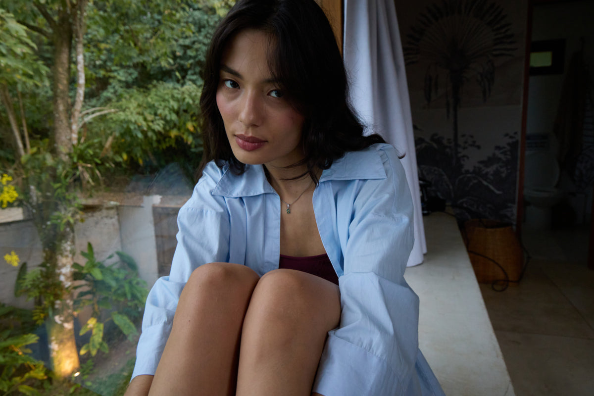 Camisa fluida azul claro ICHI para mujer