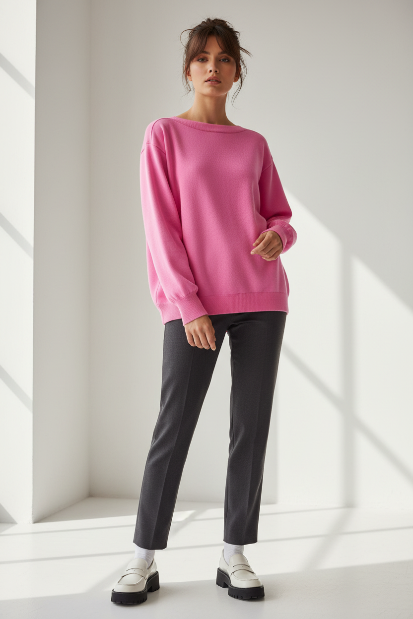 Jersey cuello barco ICHI IHLULS para mujer en color orquídea