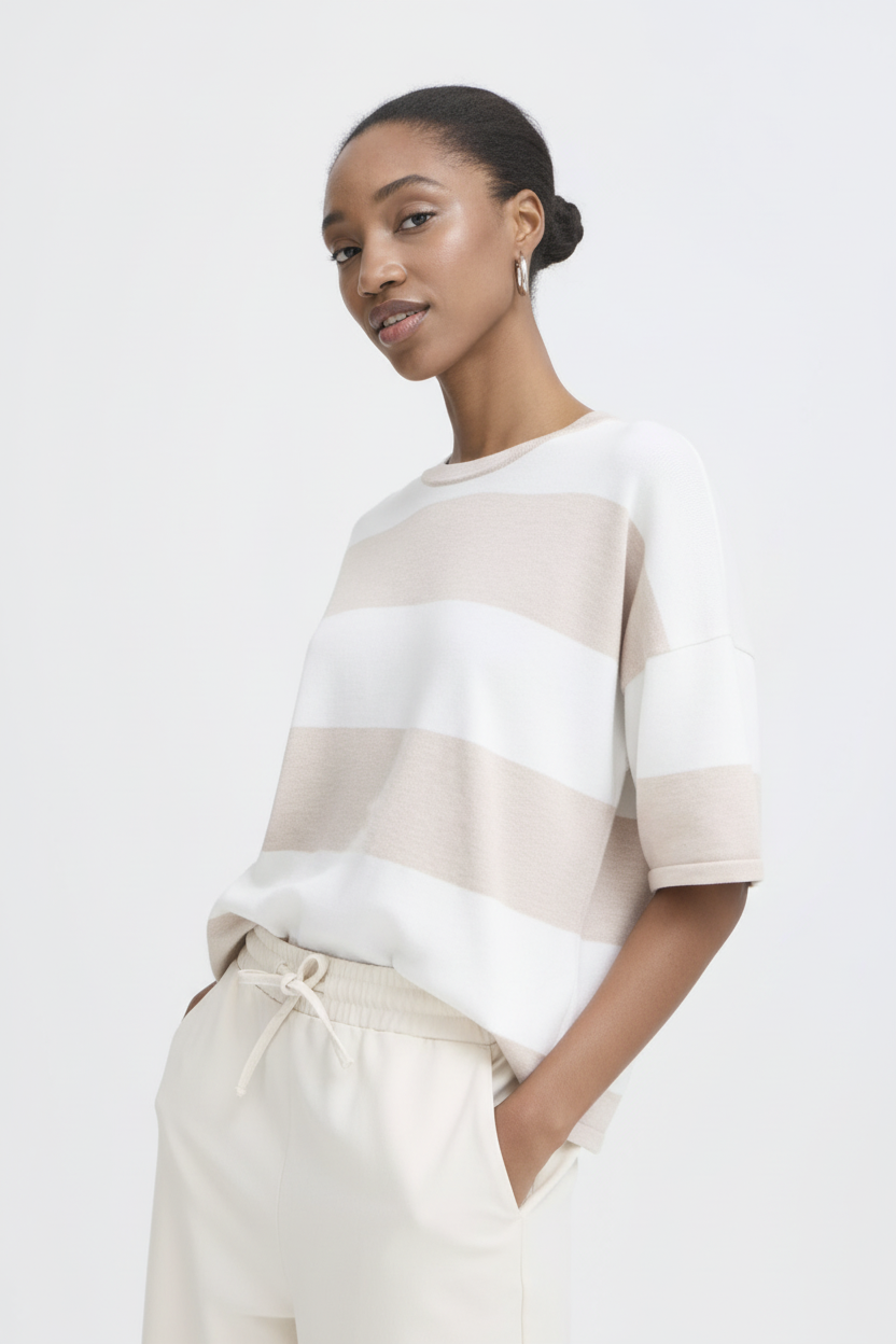 Jersey de rayas ICHI IHLULS LOOSE SS para mujer