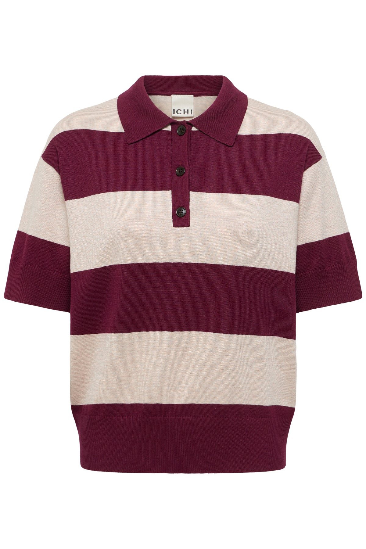 Polo de punto de ICHI en Wide Rhododendron Stripe