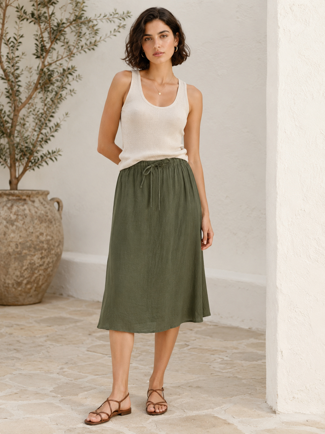Falda midi de algodón — IAFOXA