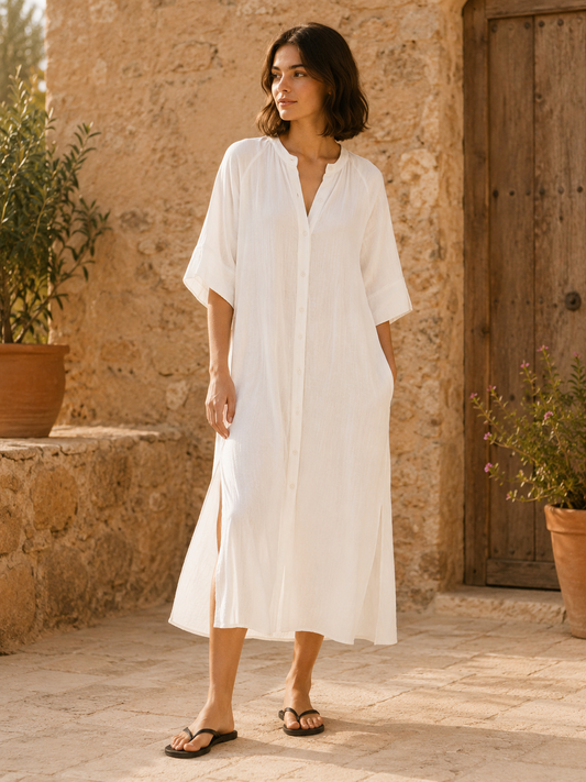 Vestido midi de algodón fluido — IAFOXA