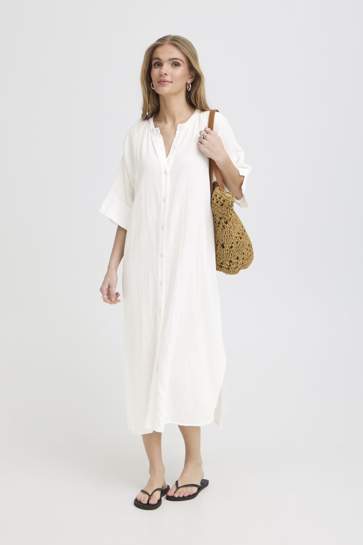 Vestido midi de algodón fluido — IAFOXA