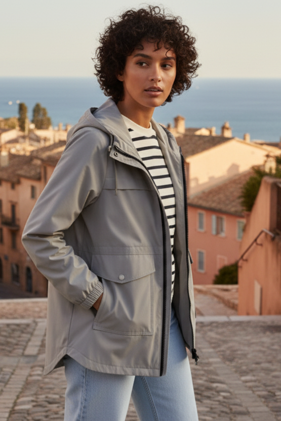 Detalle de chaqueta ligera Nickel color topo