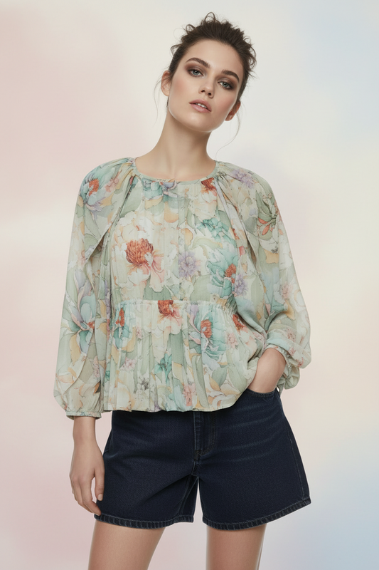 Blusa estampada de manga larga