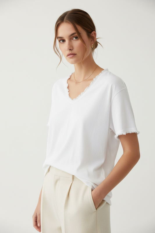 Blusa blanca de algodón ligero
