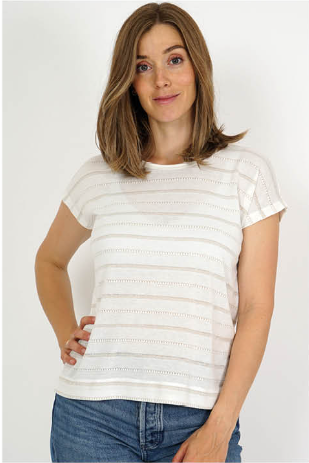 Camiseta de punto calado blanco roto de Marinello en color blanco roto