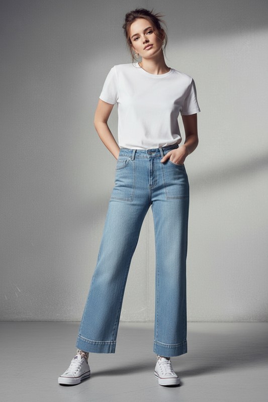 Detalle de Vaquero — Florence Denim Pants FULL LENGHT de Desires en color azul denim