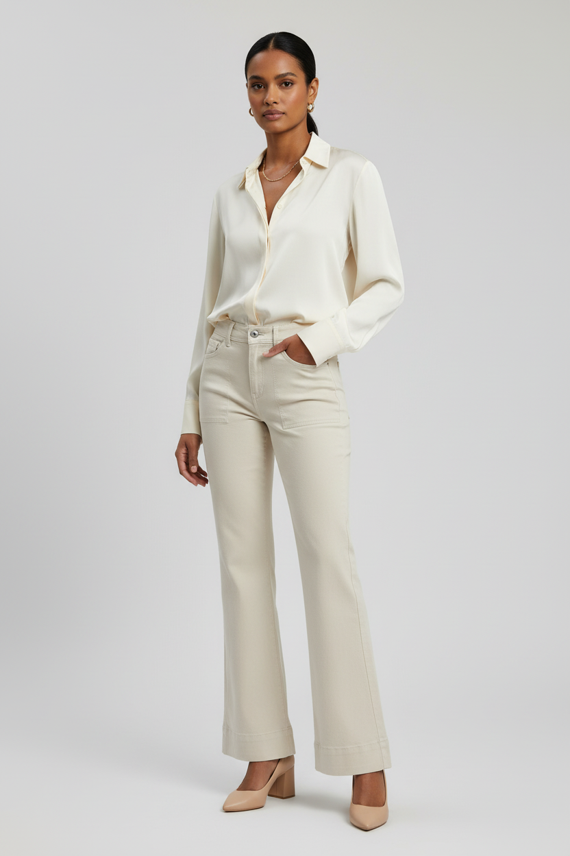 Pantalón recto Florence Desires para mujer en color almendra