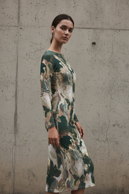 Vestido midi de malla estampadi — Mesh Dress