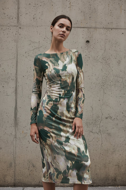 Vestido midi de malla estampadi — Mesh Dress