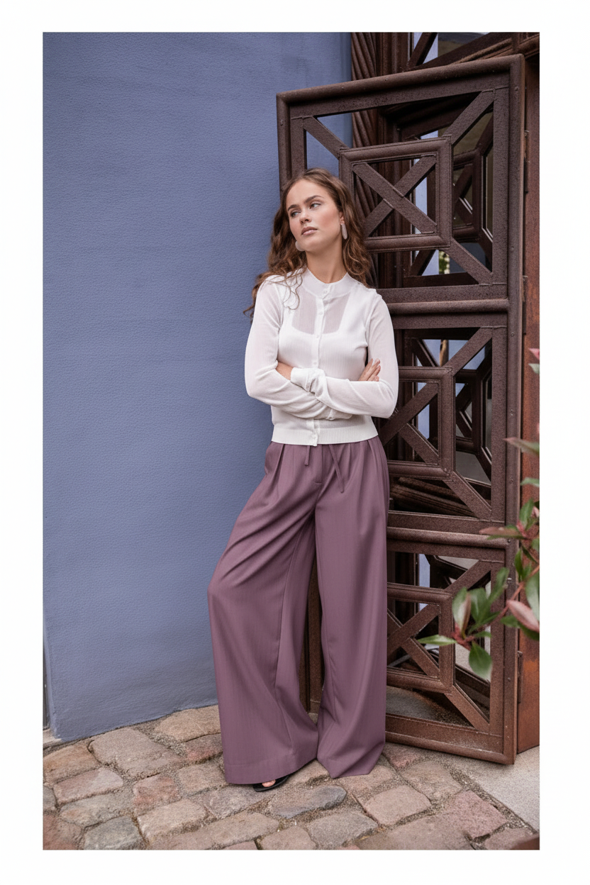 Pantalón Odessa Desires para mujer de tiro medio en color uva