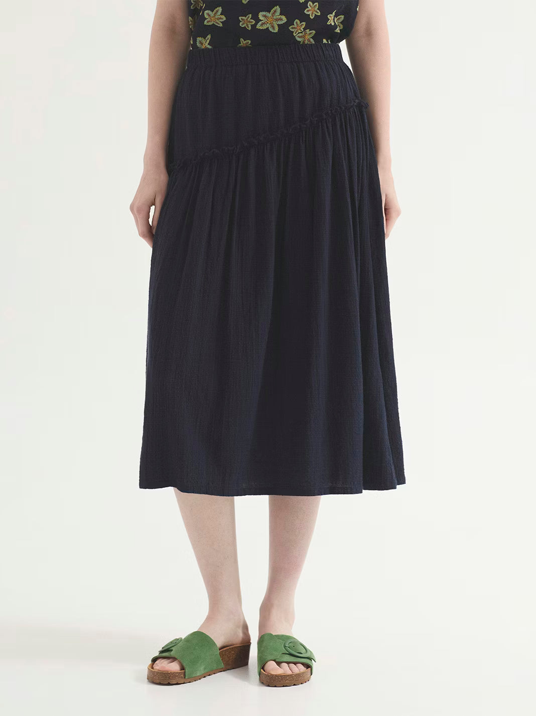 Falda Nice Things midi para mujer en color marino