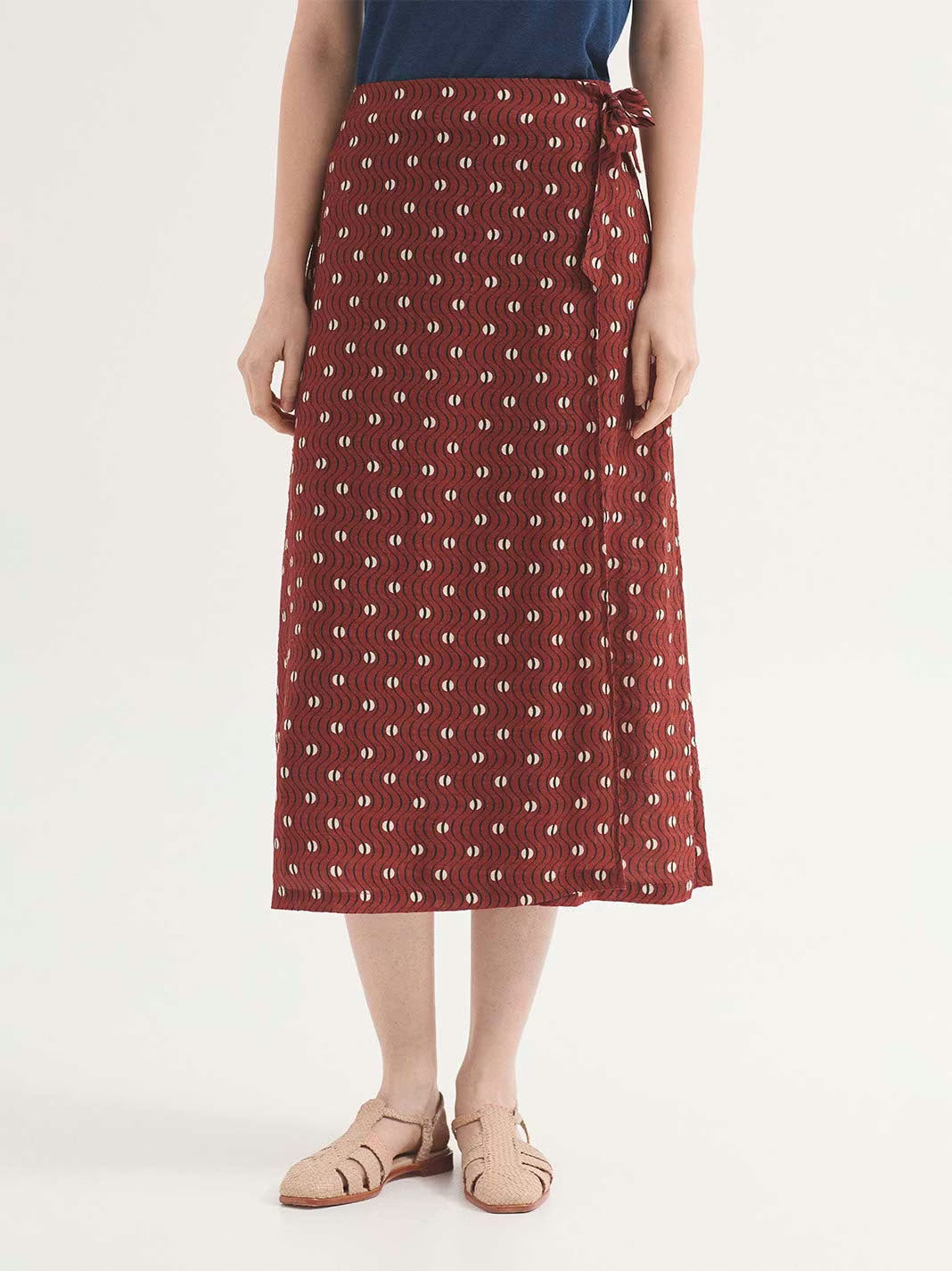 Falda Hellenic Waves Nice Things para mujer en cuadrillé terracota