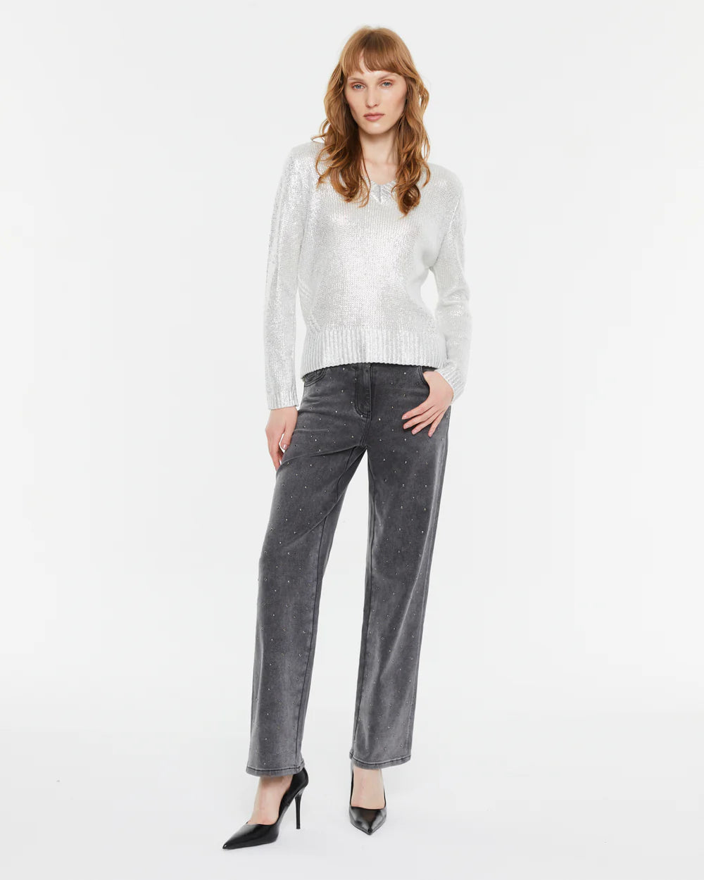 Jersey laminado plata ANDAM – total look
