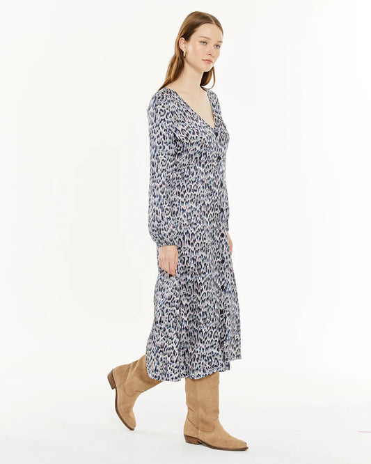 Vestido midi animal print