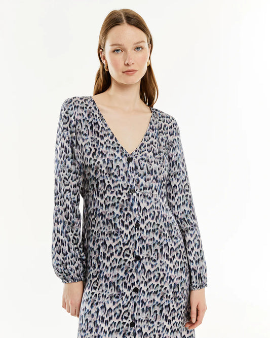Vestido midi animal print