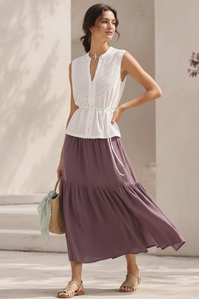Falda con volante de bambula