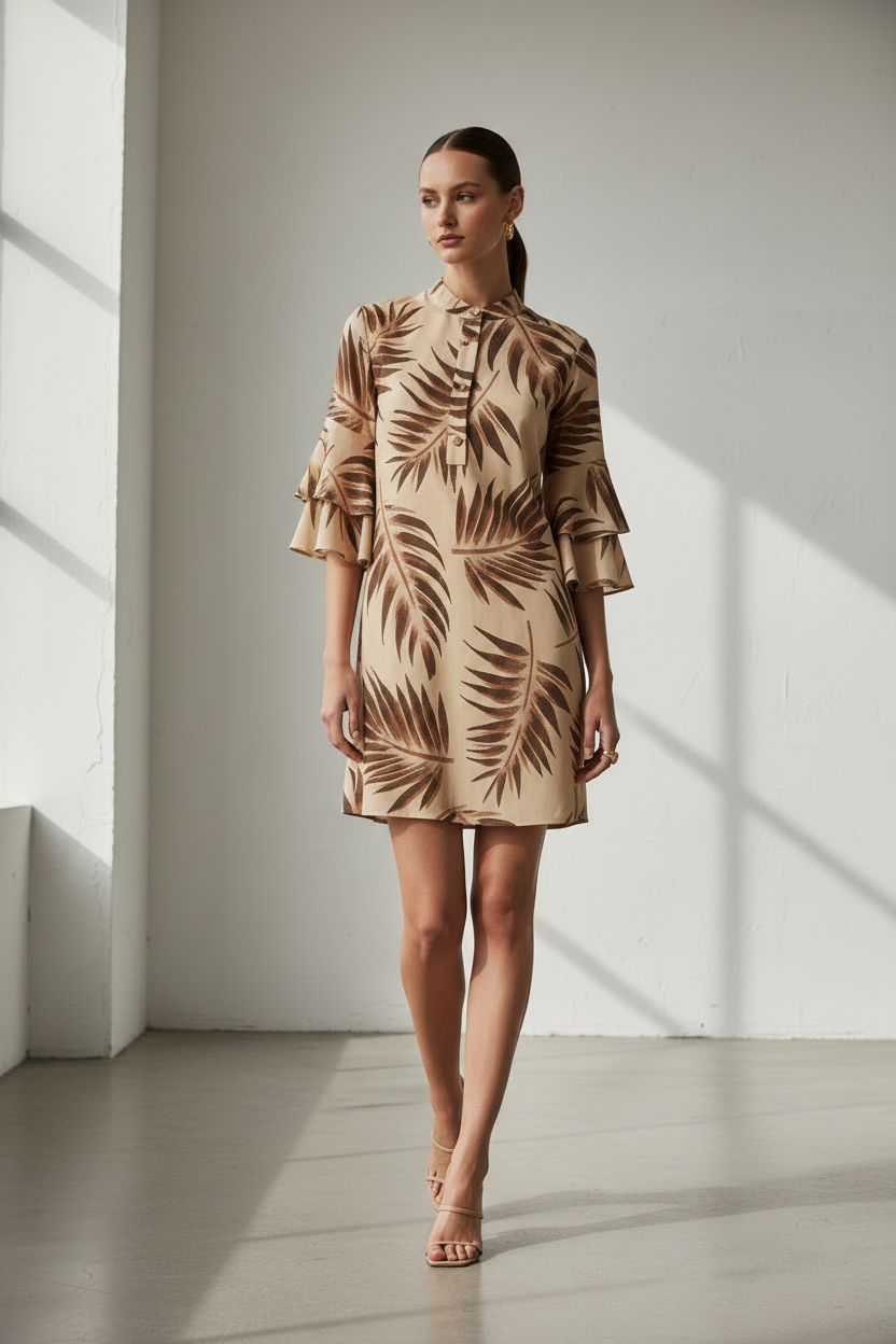 Vista de vestido corto Mark Up con estampado de popelín