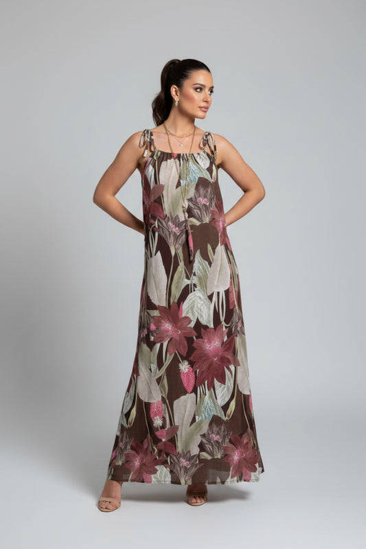 Vestido largo satinado Mark Up con estampado floral