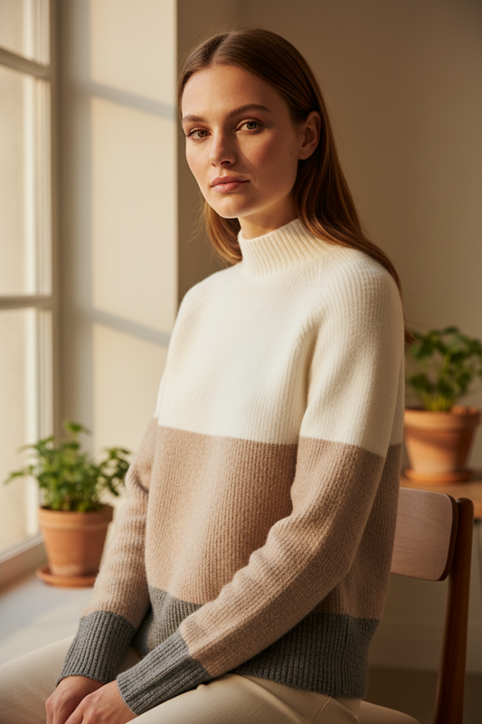 Jersey tricolor cuello tortuga