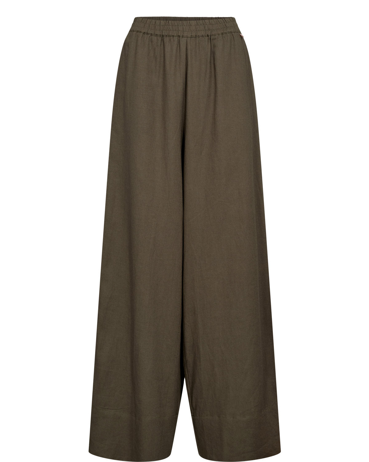 Pantalón de lino recto — Nuherina Pants en Verde caqui de Nümph