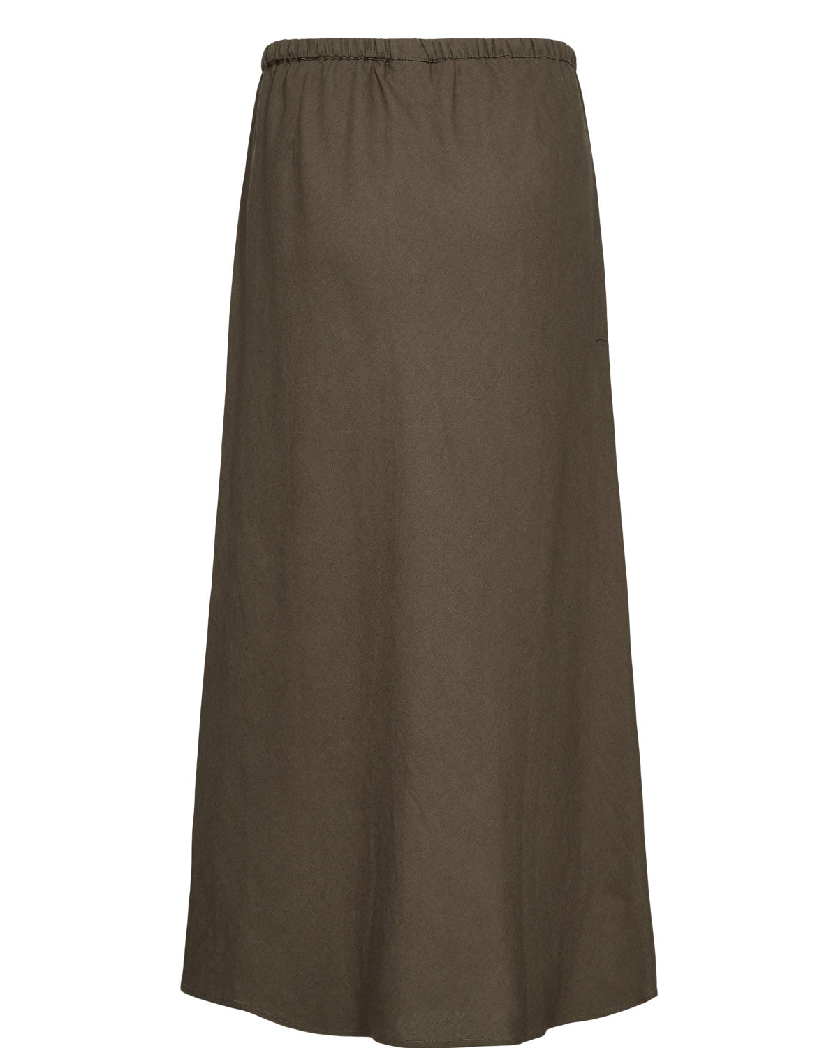 Falda de lino midi — Nuherina Skirt en Verde caqui de Nümph