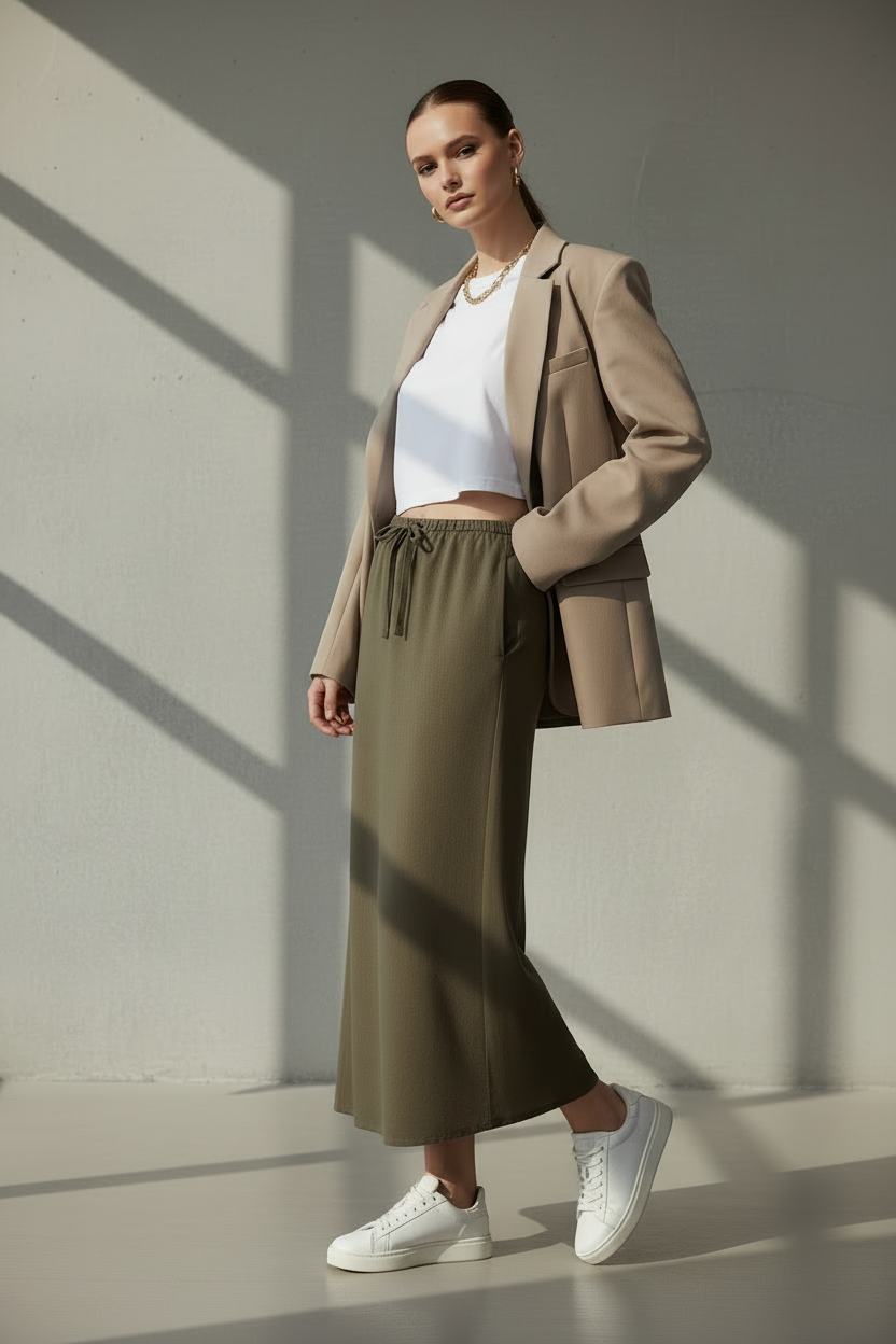 Falda de lino midi — Nuherina Skirt