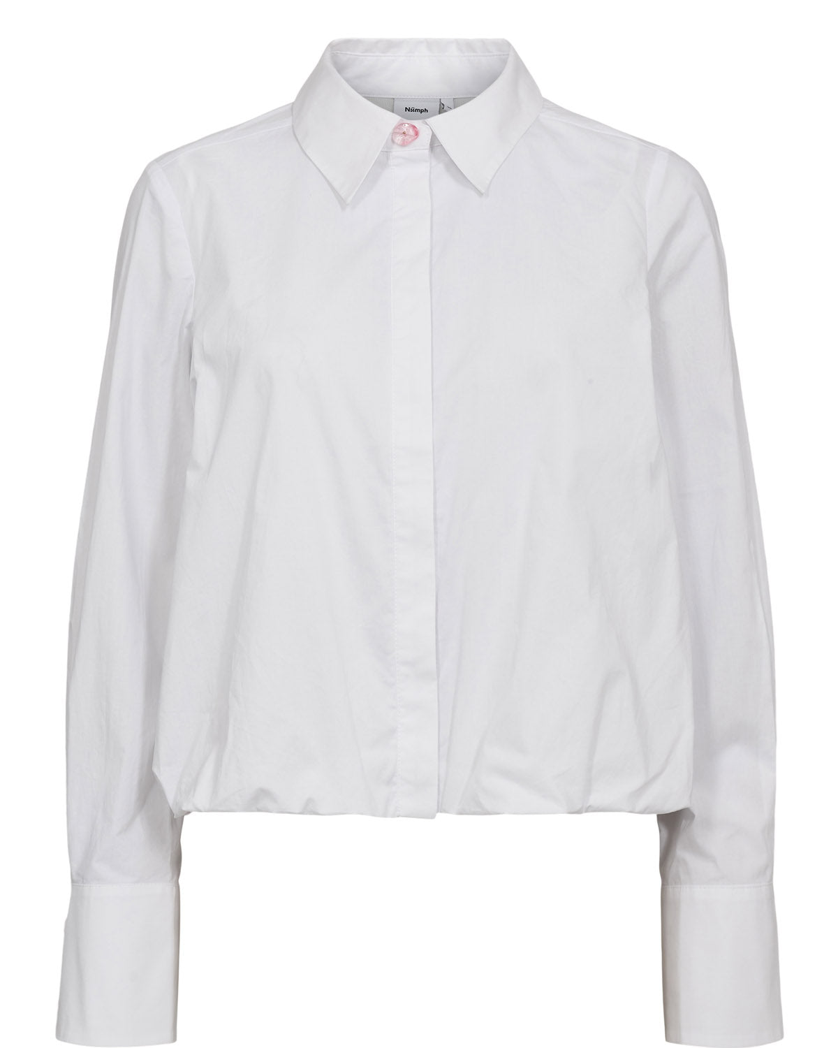 Camisa blanca de algodón Nümph Nusamira para mujer en blanco brillante
