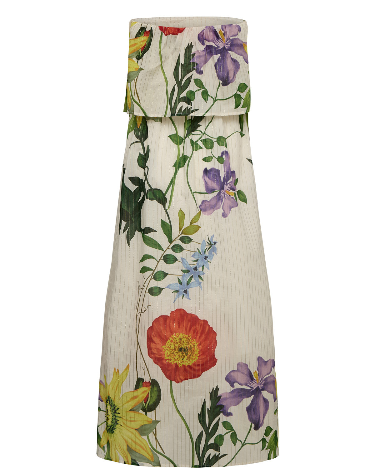 Detalle de lúrex en vestido maxi Nümph Nubelisa