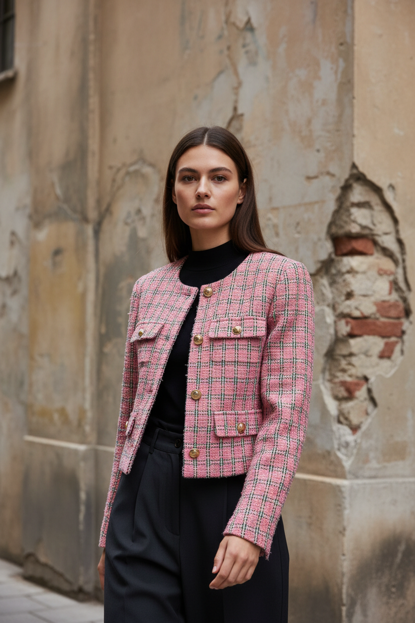 Cazadora tweed rosa Nümph Nulindsey Jacket para mujer