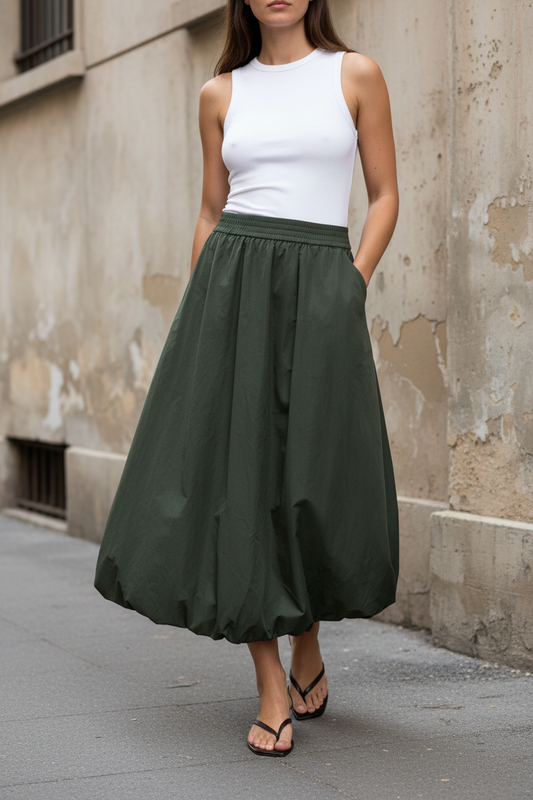 Falda balloon verde oliva — — Nufrankie Balloon Skirt