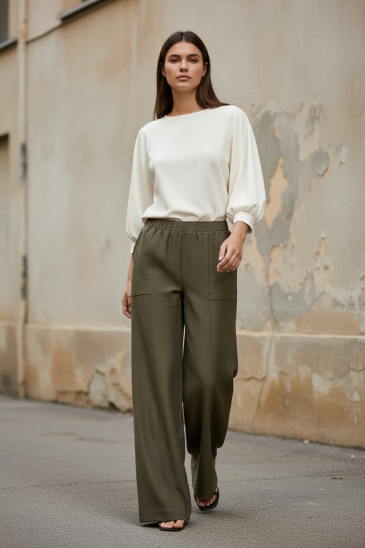 Pantalón fluido verde kaki — PCJane