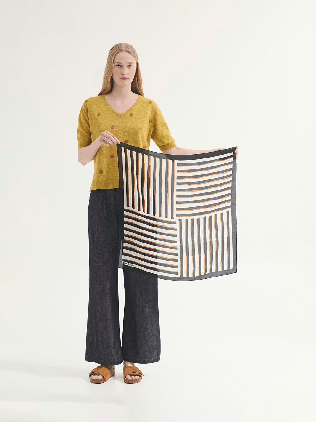 Pañuelo Broken Stripes Nice Things para mujer en crudo