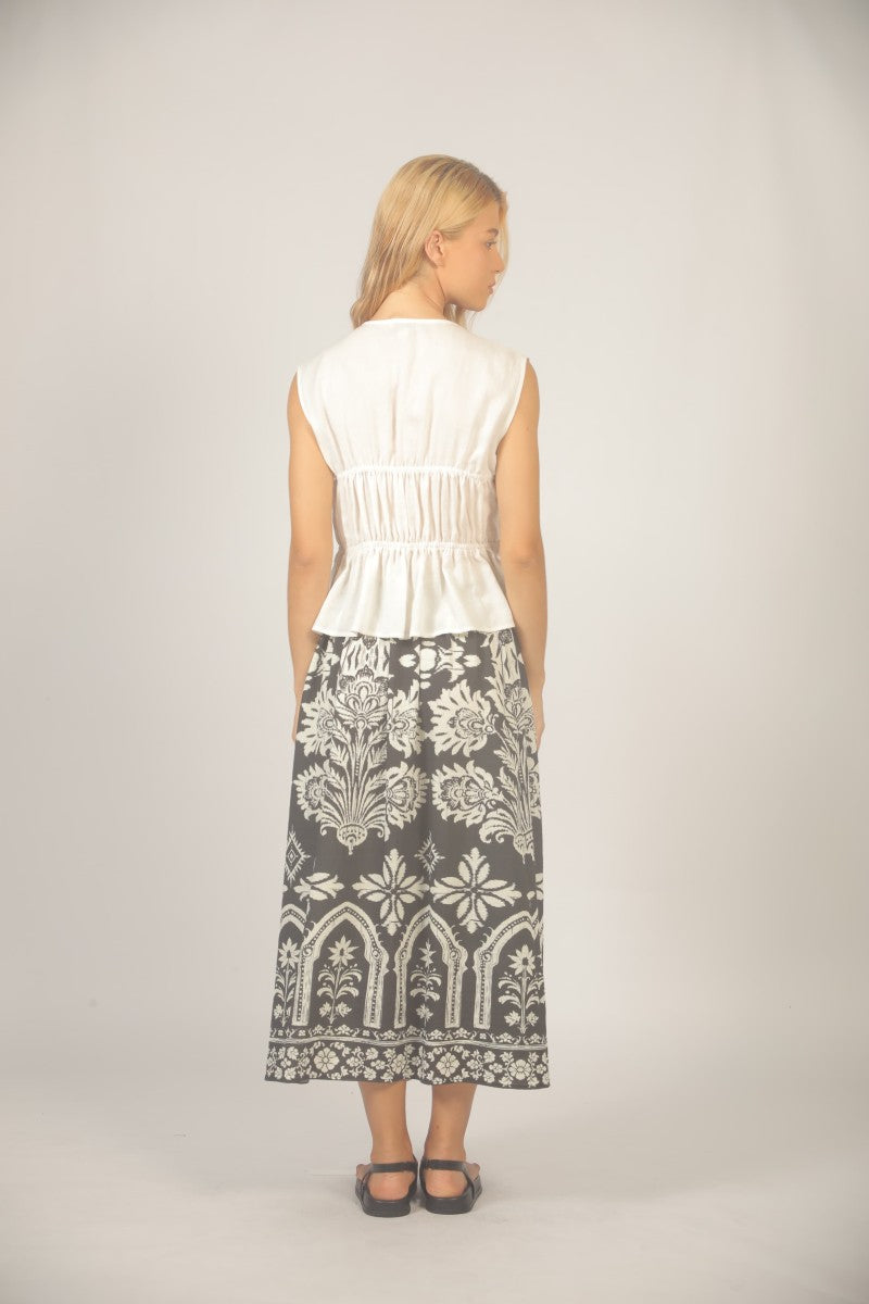 Falda midi estampada negra See U Soon S26131367 vista trasera