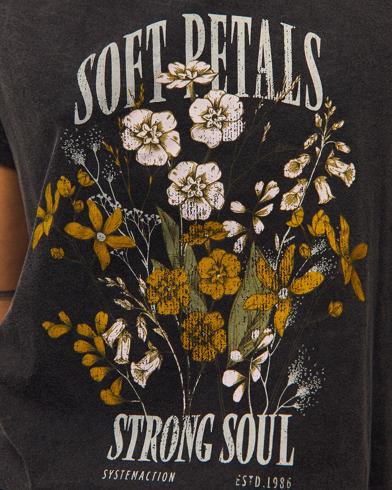 Camiseta gris oscuro System Action con print floral para mujer