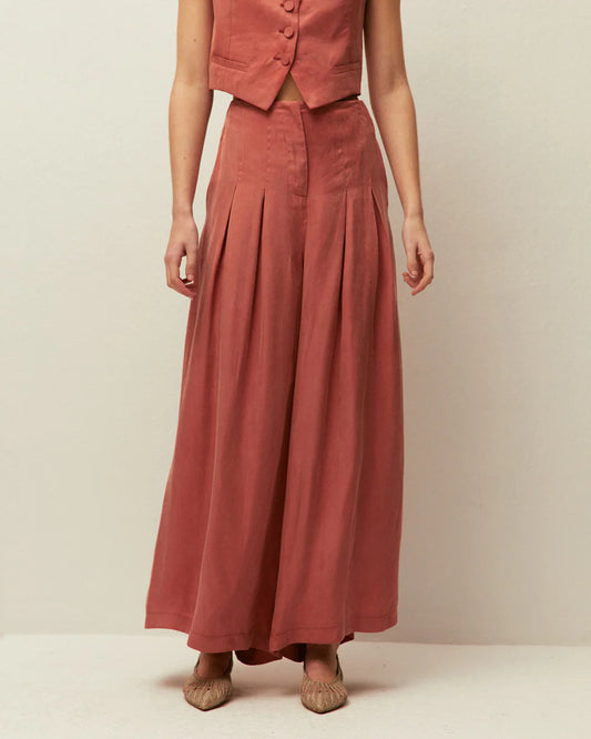 Pantalón palazzo fluido System Action para mujer con pinzas