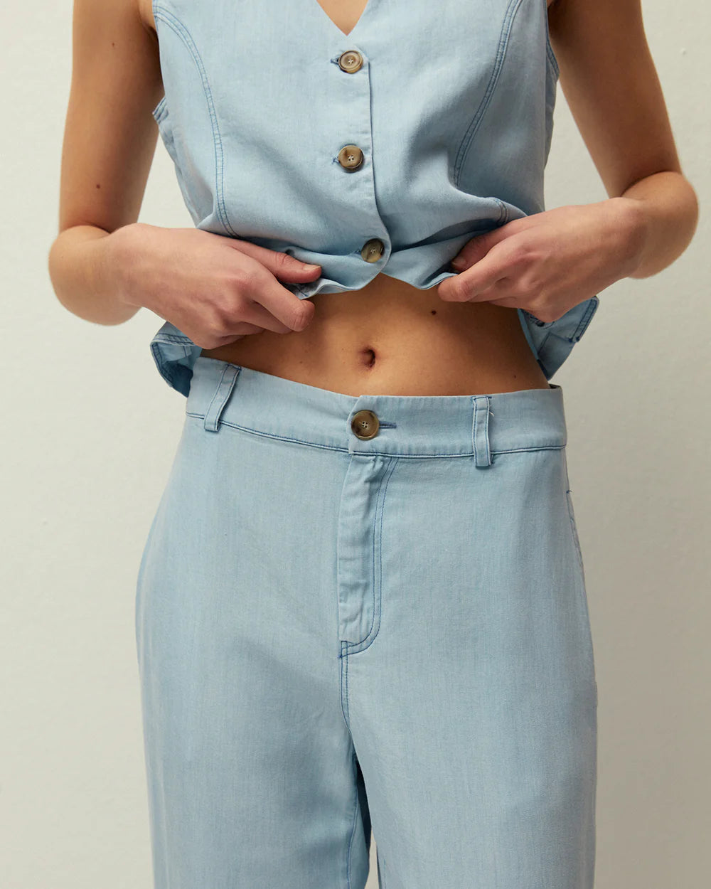Pantalón fluido efecto denim System Action para mujer