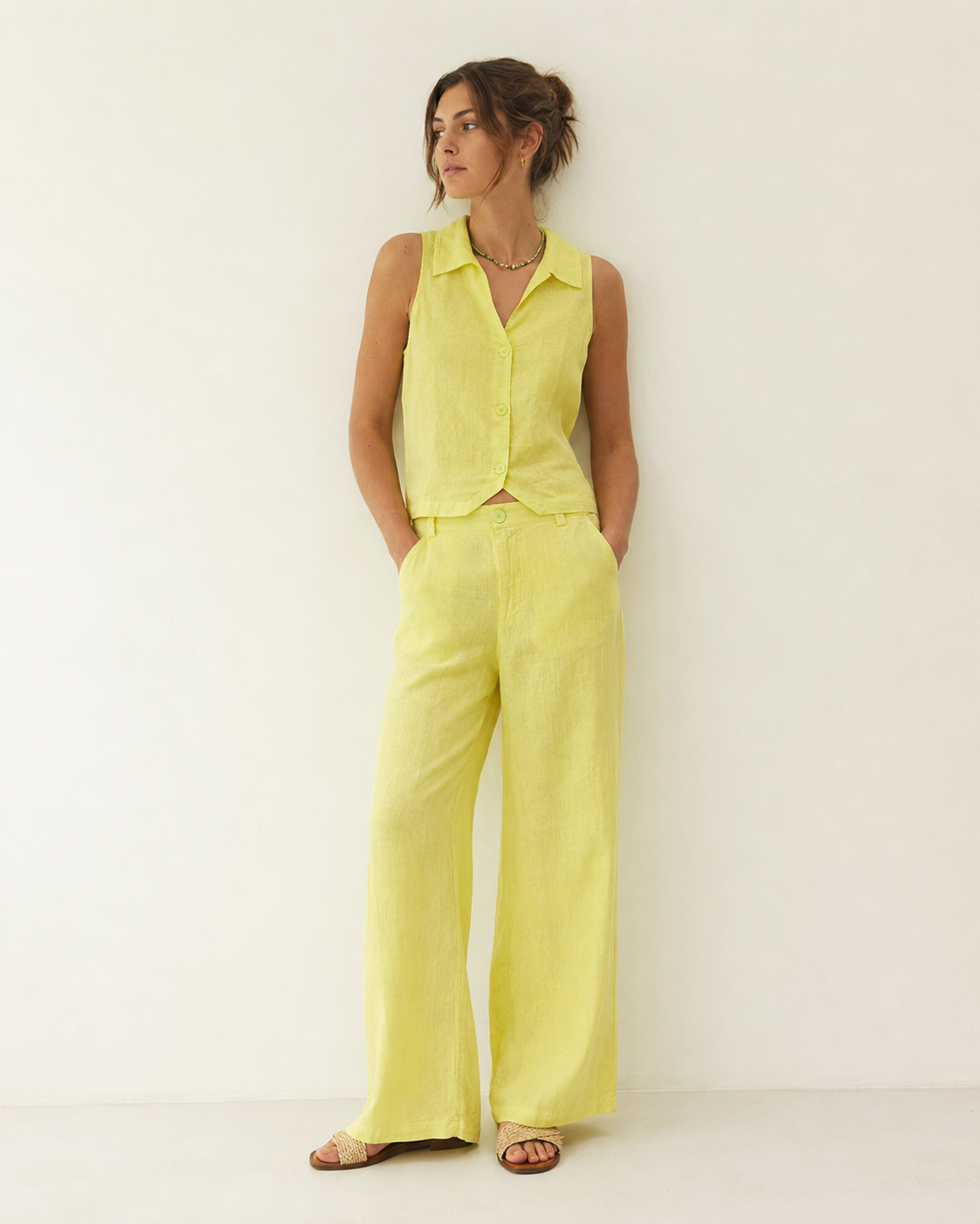 Pantalón ancho de lino